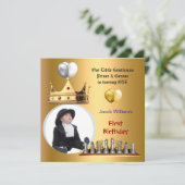 Invitation Premier anniversaire du garçon 1er Gentleman Princ (Debout devant)