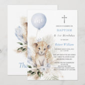 Invitation Premier anniversaire du Lion Prince et baptême (Devant / Derrière)