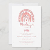 Invitation Premier anniversaire du Motif arc-en-ciel rose Boh (Devant)