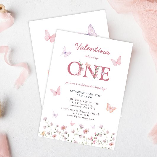 Invitation Premier anniversaire du papillon