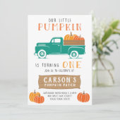 Invitation Premier anniversaire du petit Citrouille Vintage d (Debout devant)