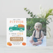 Invitation Premier anniversaire du petit Citrouille Vintage d (Debout devant)