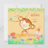 Invitation Premier anniversaire du singe amusant (Devant)