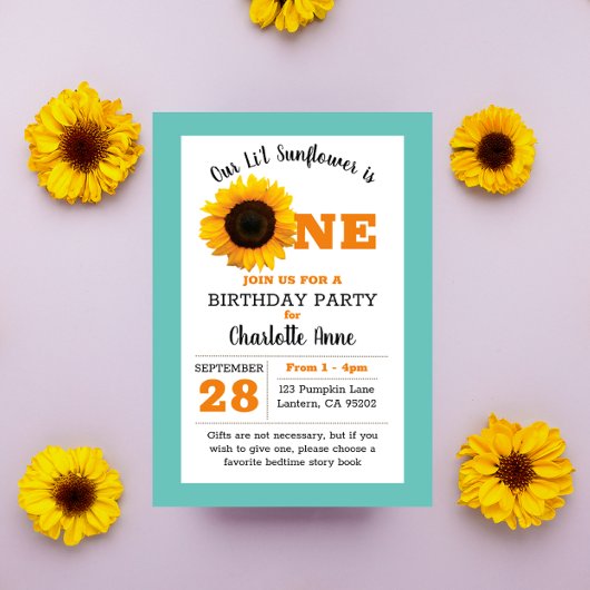 Invitation Premier anniversaire du tournesol