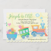 Invitation Premier anniversaire du train Caboose Yellow Green (Devant)
