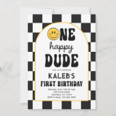 Invitation Premier anniversaire d'un type heureux (Devant)