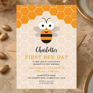 Invitation Premier anniversaire d'une fille 1er Bee-Day Migno