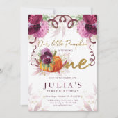 Invitation Premier anniversaire Elégant automne Bourgogne (Devant)