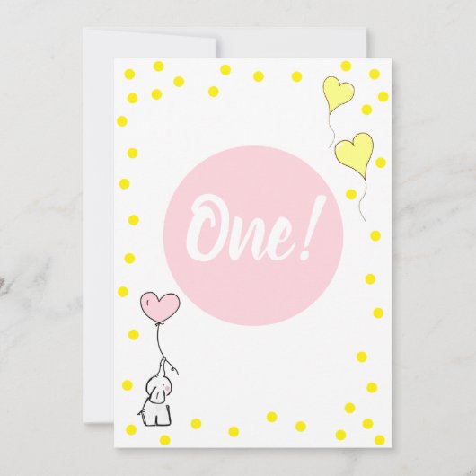 Invitation Premier anniversaire Eléphant mignon et Ballons du (Devant)