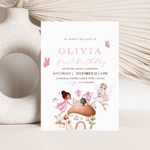 Invitation Premier anniversaire Fairy Party Garden Pixie Girl