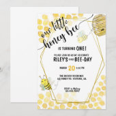 INVITATION PREMIER ANNIVERSAIRE, FÊTE DE L'ABEILLE, THÈME ABE (Devant / Derrière)