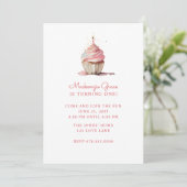 Invitation Premier anniversaire fille Cupcake rose (Debout devant)