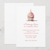 Invitation Premier anniversaire fille Cupcake rose (Devant / Derrière)