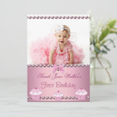 Invitation Premier anniversaire fille Pink Cupcakes Baby (Debout devant)