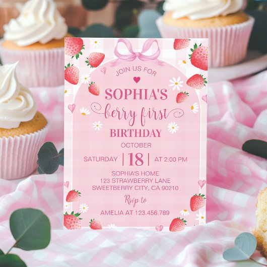 Invitation Premier Anniversaire Fraise