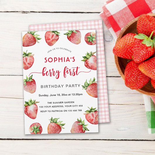 Invitation Premier anniversaire fraise de Berry