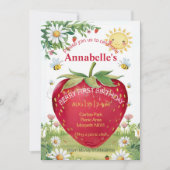 Invitation Premier anniversaire fraise pique-nique sucré un é (Devant)