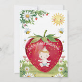 Invitation Premier anniversaire fraise pique-nique sucré un é (Dos)