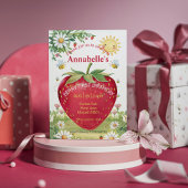Invitation Premier anniversaire fraise pique-nique sucré un é
