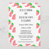 Invitation Premier anniversaire fraise rose bébé fille 2024 (Devant / Derrière)