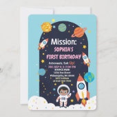 Invitation Premier Anniversaire Garçon Espace Astronaute Plan (Devant)