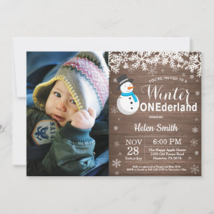 Invitation Premier Anniversaire Garçon Onederland Hiver Bonho