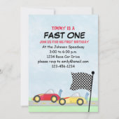Invitation Premier Anniversaire Garçons Course Voitures Cute  (Devant)