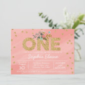 Invitation Premier anniversaire, Gold Parties scintillant Con (Debout devant)