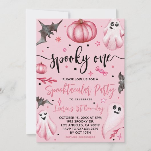 Invitation Premier anniversaire Halloween Spooky One (Devant)