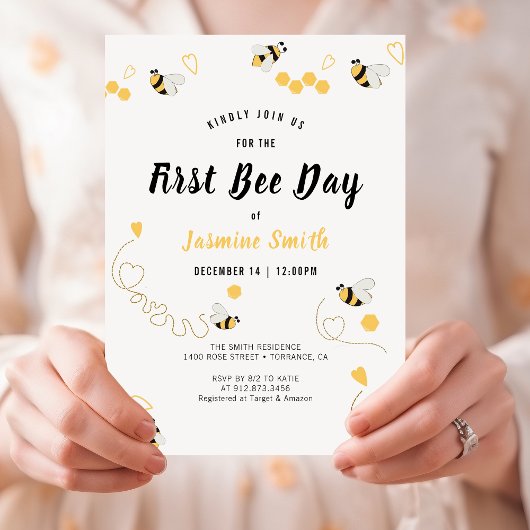 Invitation Premier anniversaire Jour de l'abeille Bumblebee G