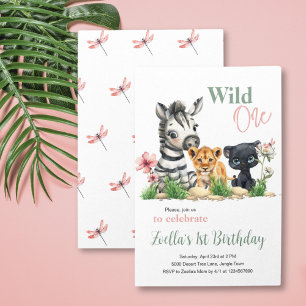 Invitation Premier anniversaire Jungle Party safari sauvage u