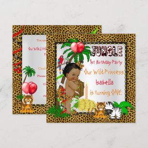 Invitation Premier Anniversaire Léopard Safari Jungle Ethniqu