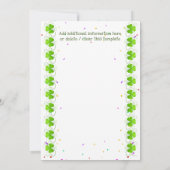 Invitation Premier anniversaire leprechaun chanceux un trèfle (Dos)