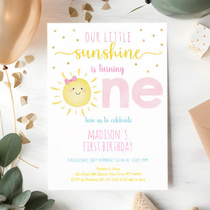 Invitation Premier anniversaire Little Sunshine Rose Gold