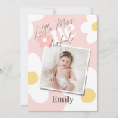 Invitation Premier anniversaire marguerite boho retro photo r (Devant)