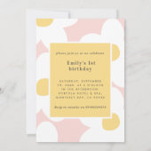 Invitation Premier anniversaire marguerite boho retro photo r (Dos)
