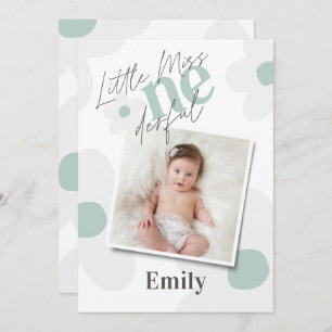 Invitation Premier anniversaire marguerite photo turquoise vi