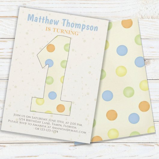 Invitation Premier anniversaire minimaliste Hommes Neutres Me