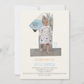 Invitation Premier anniversaire minimaliste simple points mig (Devant)