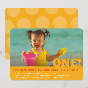 Invitation Premier Anniversaire Moderne Big ONE Fun Bébé Fill