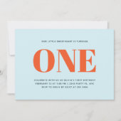 Invitation Premier anniversaire moderne Pastel bleu et rouge (Devant)