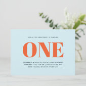 Invitation Premier anniversaire moderne Pastel bleu et rouge (Debout devant)