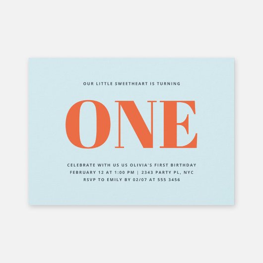 Invitation Premier anniversaire moderne Pastel bleu et rouge