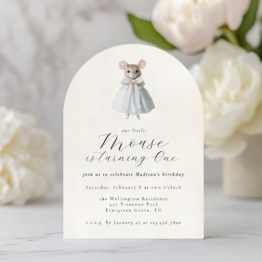 Invitation Premier Anniversaire Mouse Whimsical Victorian Ann