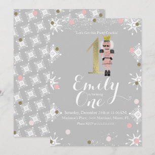 Invitation Premier anniversaire Nutcracker en feuille de méta