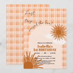 Invitation Premier anniversaire Orange Carreaux Premier Tour 