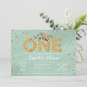 Invitation Premier anniversaire, Parties scintillant d'or Con (Debout devant)