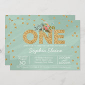 Invitation Premier anniversaire, Parties scintillant d'or Con (Devant / Derrière)