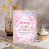 Invitation Premier anniversaire Parties scintillant rose papi