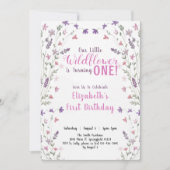 Invitation Premier anniversaire Petit Fleur sauvage Floral Gi (Devant)